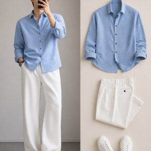 Light blue shirt with white pants ❤️‍🔥