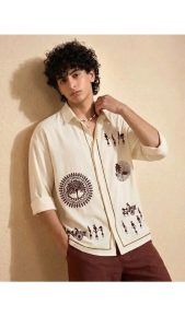 SRI VENKATESWARA FASHION Men Relaxed Fit Fit Ethnic Motifs, Printed Spread Collar Casual Shirt