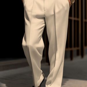 Men's Trousers Dress Pants Suit Pants Front Pocket Straight Leg Plain Comfort Wedding Business Beach Fashion Chic & Modern Black White 2026 - $31.99