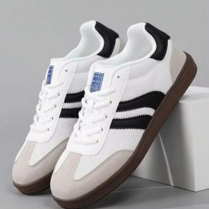 Viral Retro Samba Style Sneakers For Men | White Black Streetwear Casual Shoes
